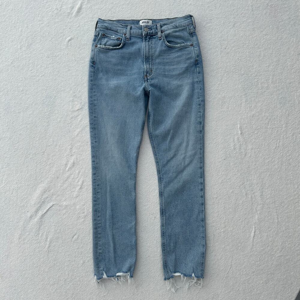 AGOLDE Merrel Straight Leg Women's Size 27 Light Wash Denim Jeans Distressed